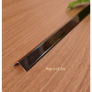 Nẹp Inox V15 Gấp Mép Đen Gương