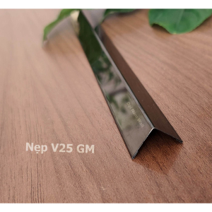 Nẹp Inox V25 Gấp Mép Đen Gương 
