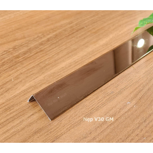 Nẹp Inox V30 Gấp Mép Hồng Gương