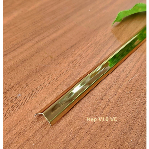 Nẹp Inox V10 Vát Cạnh Vàng Gương 