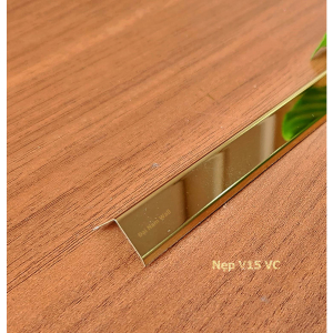 Nẹp Inox V15 Vát Cạnh Vàng Gương