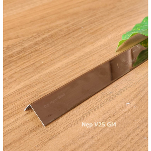 Nẹp Inox V25 Gấp Mép Hồng Gương