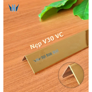 Nẹp Inox V30 Vát Cạnh Vàng Gương