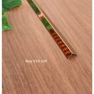 Nẹp Inox V15 Gấp Mép Vàng Gương