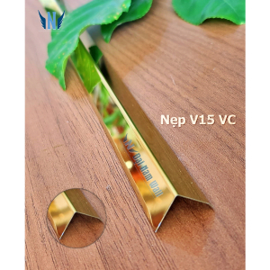 Nẹp Inox V15 Vát Cạnh Vàng Gương