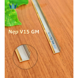 Nẹp Inox V15 Gấp Mép Vàng Gương