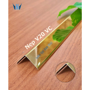 Nẹp Inox V20 Vát Cạnh Vàng Gương